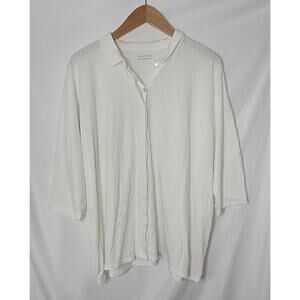 Eileen Fisher- Women's White organic cotton button up- size Large